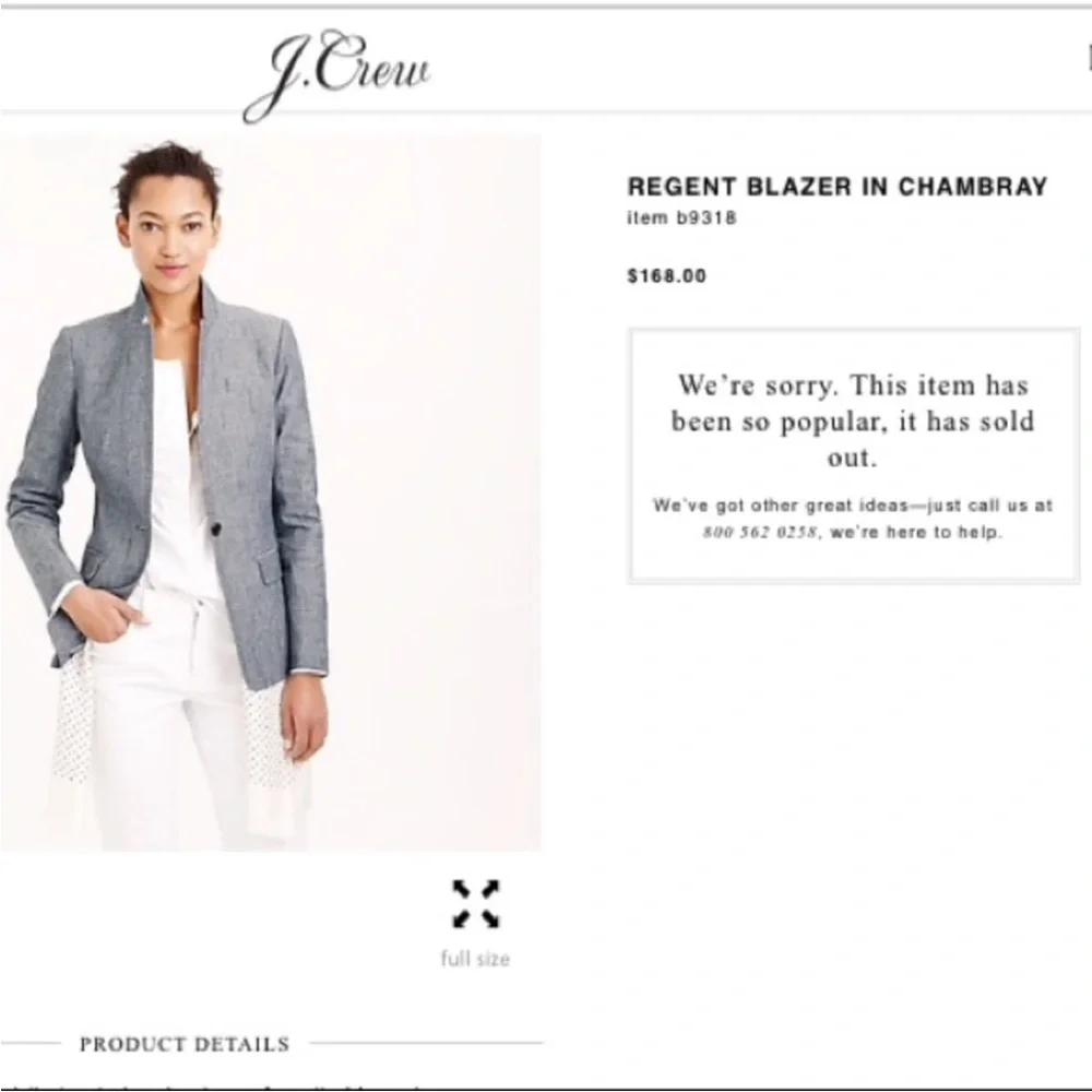 LIKE NEW J. Crew Regent Chambray Cotton Suit Jacket Blazer Coat 2 TALL